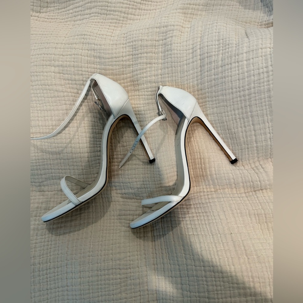 Stuart Weitzman White Leather Heels